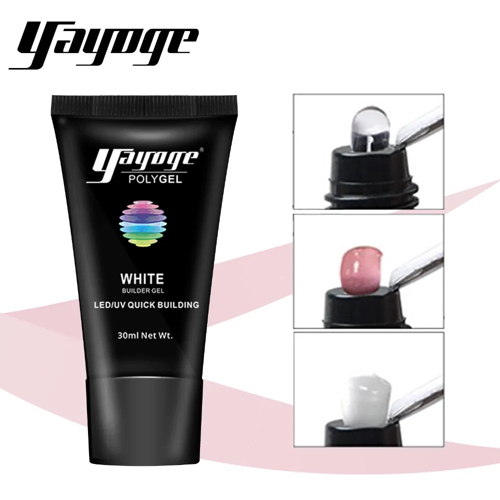 Yayoge 3in1 гель лаки для наращивания ногтей прозрачный розовый белый ногти акриловая