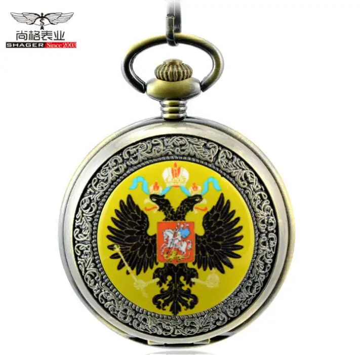 Мужские Механические карманные часы в стиле стимпанк с принтом орла из России