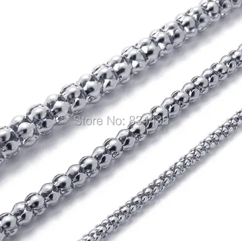 Free shipping 316L 3.2mm 60 70cm Women Girls Mens Boys Necklace silver Color Tone Popcorn stainless steel Chain Jewelry | Украшения и