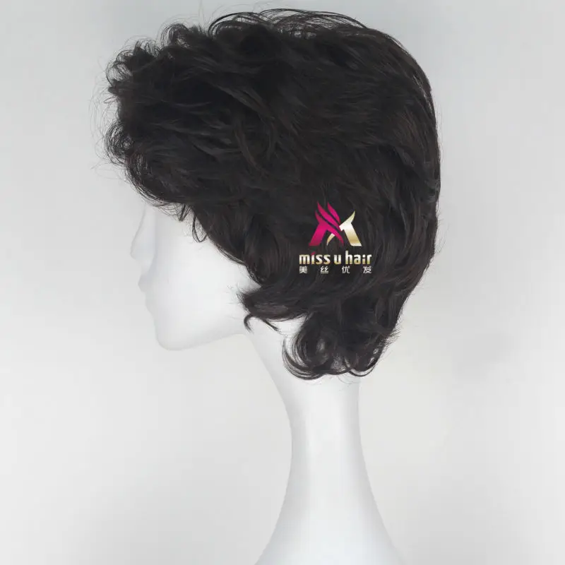 Парик для косплея по мотивам фильма Miss U Hair мужчин короткий волнистый каштановый