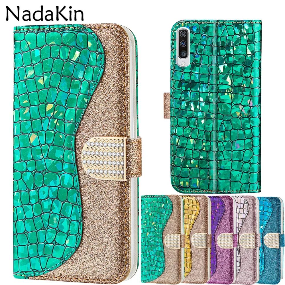Роскошные Стразы Алмаз Книга чехол в виде ракушки для samsung Galalxy A10 A20 A30 A40 A50 A60 A70 A20E M10 M20 M30 A8 A7 A3 A5