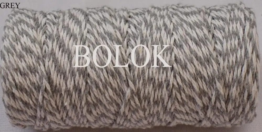 1 piece(110yards) 19 kinds color choose double color Cotton Baker twine(dia.: 2mm for gift packing, cotton twine 12ply BY EMS - Цвет: grey