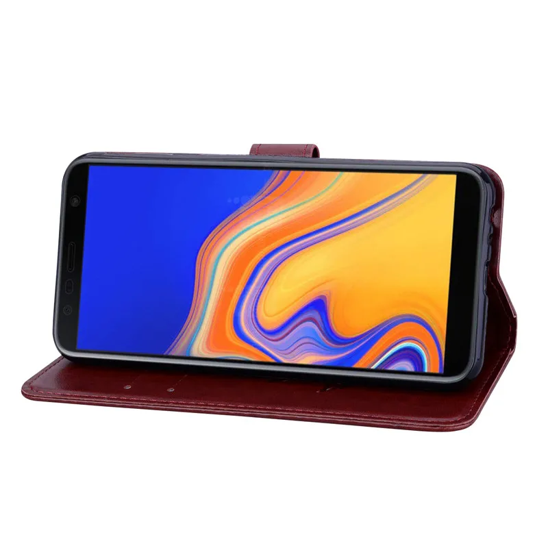 Чехол для телефона для samsung Galaxy J4 Plus чехол J415 SM-J415F J4Plus J 4 кожаный чехол-книжка с бумажником тканевые Чехлы для samsung J4 J400F чехол