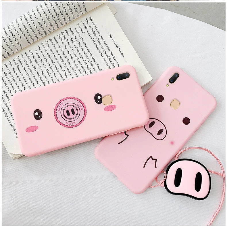 For VIVO V9 V7 Plus Y51 Y53 Y55 Y66 Y67 Y71 Y83 Y97 Case Soft SIlicone Cartoon Pig Cover for X7 X9 X20 X21 X21i X23 |