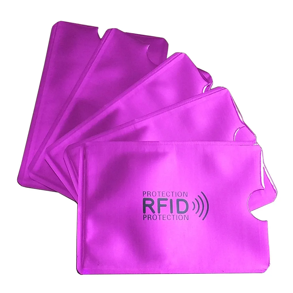 5 шт. RFID блокирующий держатель для карт Фиолетовый Алюминиевый женский и мужской