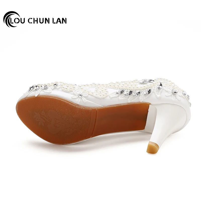 Женская обувь туфли лодочки на высоком каблуке кружевные свадебные с цветочным