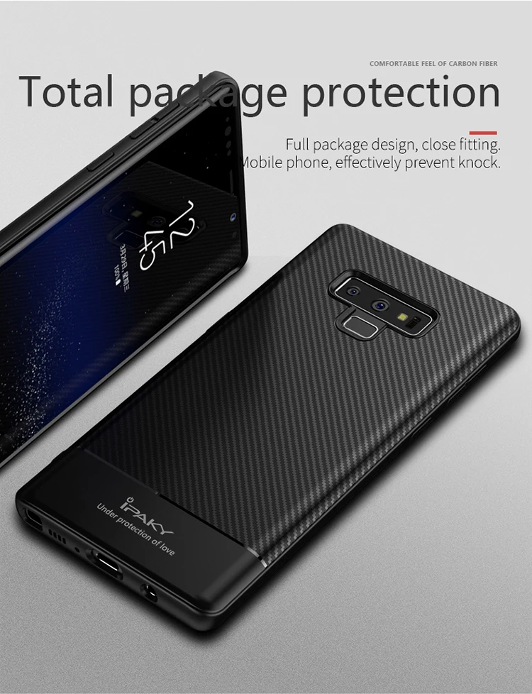 Для samsung Note 9 Чехол IPAKY Note 8 S8 S9 S10 Гибридный Силиконовый противоударный мягкий чехол из углеродного волокна для samsung Note 9 чехол
