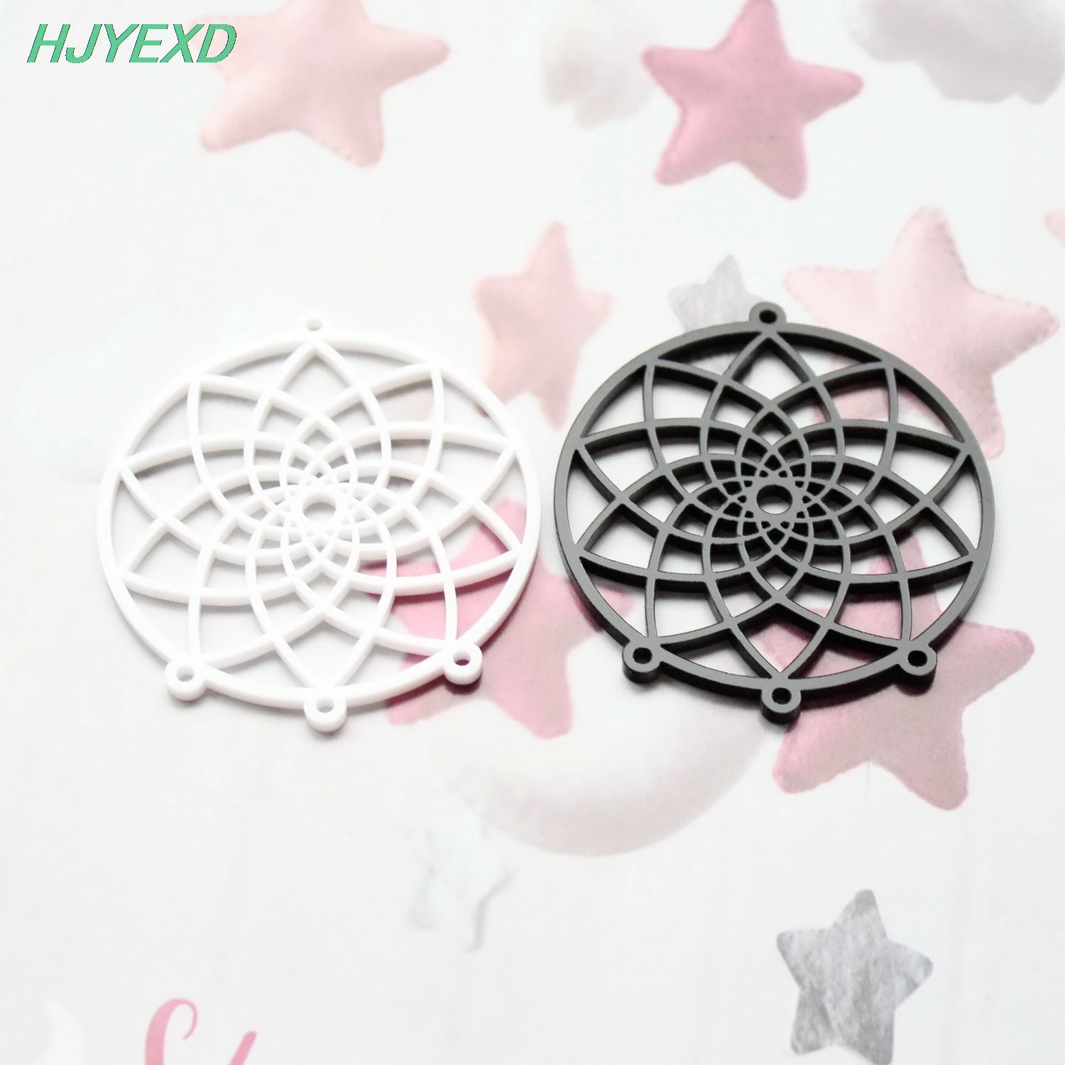 (4 шт.) 60 мм акриловые украшения серьги Ловец снов из серебристого и золотого