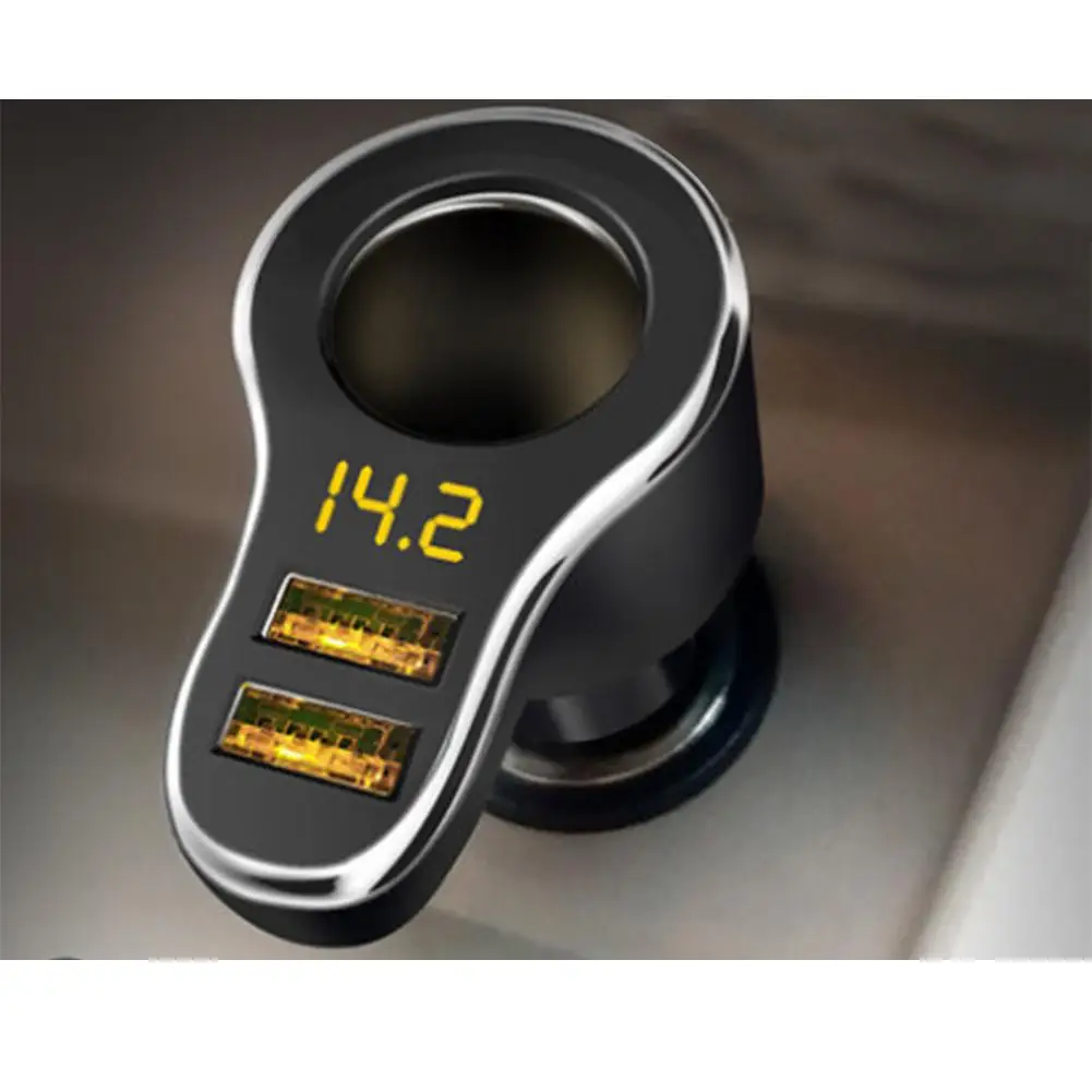 Двойной Переходник USB для зарядки в машине Быстрая зарядка с Volmeter прикуриватель