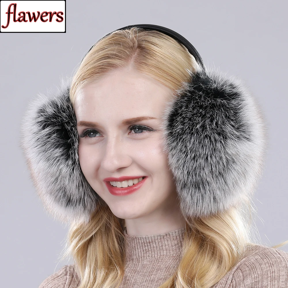 

Women Winter Warm Fluffy Natural Real Fox Fur Earmuffs Lady Genuine Fox Fur EarMuff Girls Outdoor Windproof Real Fox Fur Ear-cap