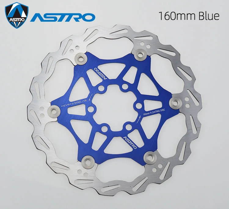 ASTRO MTB велосипед плавающий дисковый тормоз AL7075 CNC горный велосипед тормозные роторы 160 мм/180 мм/203 мм гидравлический дисковый тормоз части велосипеда - Цвет: 160 Blue 1pcs