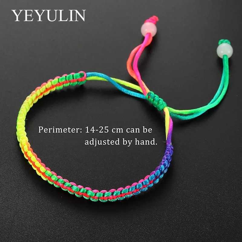 Плетеные плетеные браслеты ручной работы красного цвета с цветной нитью