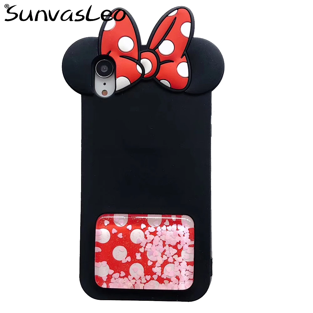 Black Bow Minnie Для iPhone 6 6s 4," популярный 3D милый мультяшный Мягкий силиконовый чехол для телефона задняя крышка милый Единорог противоударный новейший чехол с животными - Цвет: Black Bow Minnie