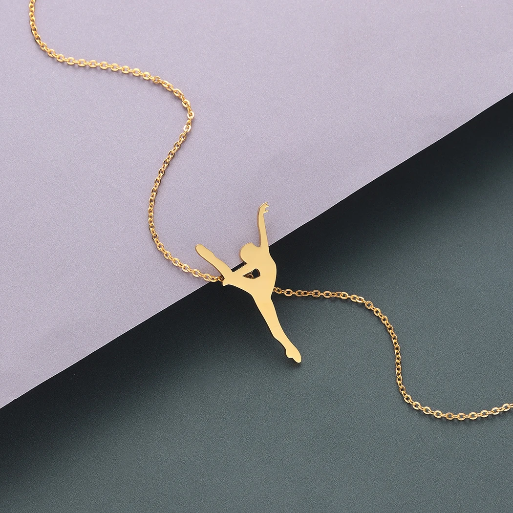 Kinitial модные спортивные шармы ожерелья розовое золото балерина девочка подвеска