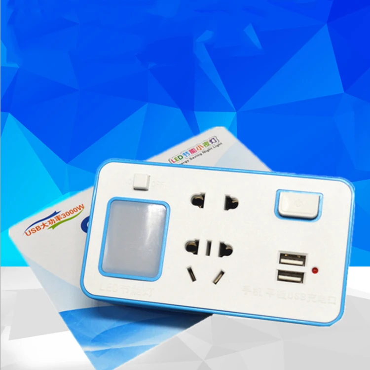 Домашняя электрическая розетка TraveI адаптер с двумя USB и светодиодными лампами
