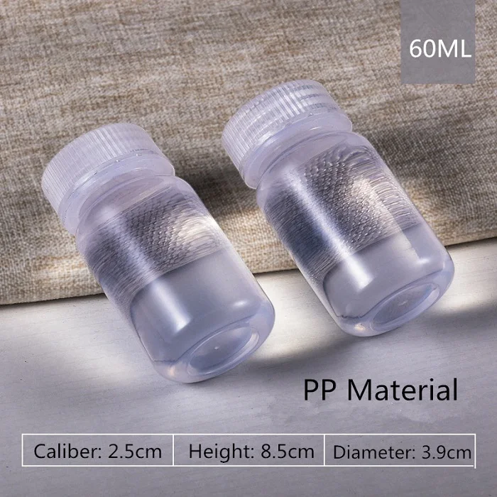 60ML Transparent Прочная маленькая пластиковая бутылка для хранения жидкости, лосьона, масла, таблеток контейнер 5 мл, 10 мл, 15 мл, 30 мл, 60 мл, 100 мл, 125 мл, 250 мл - Цвет: 60ML Transparent