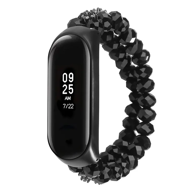 Black HIPERDEAL Смарт аксессуары кристалл mi Band 4 ремешок замена Хрустальный Браслет ремешок металлический чехол для Xiaomi mi Band 4 - Цвет: Black