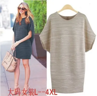 Женское платье в полоску Clobee оверсайз с рукавом летучая мышь 2019 | Женская одежда