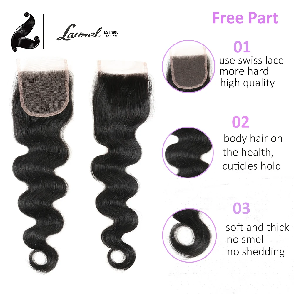 Малайзийские Виргинские Волосы С Закрытием 3 Bundle Предложения Laurel Продукты Класс