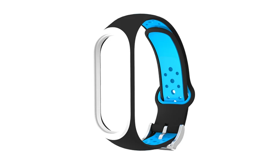 Black Blue Для Xiaomi Mi Band 4 ремешок умные аксессуары Замена водонепроницаемый двойной цвет силиконовый браслет для Mi Band 3 NFC ремешок на запястье - Цвет: Black Blue