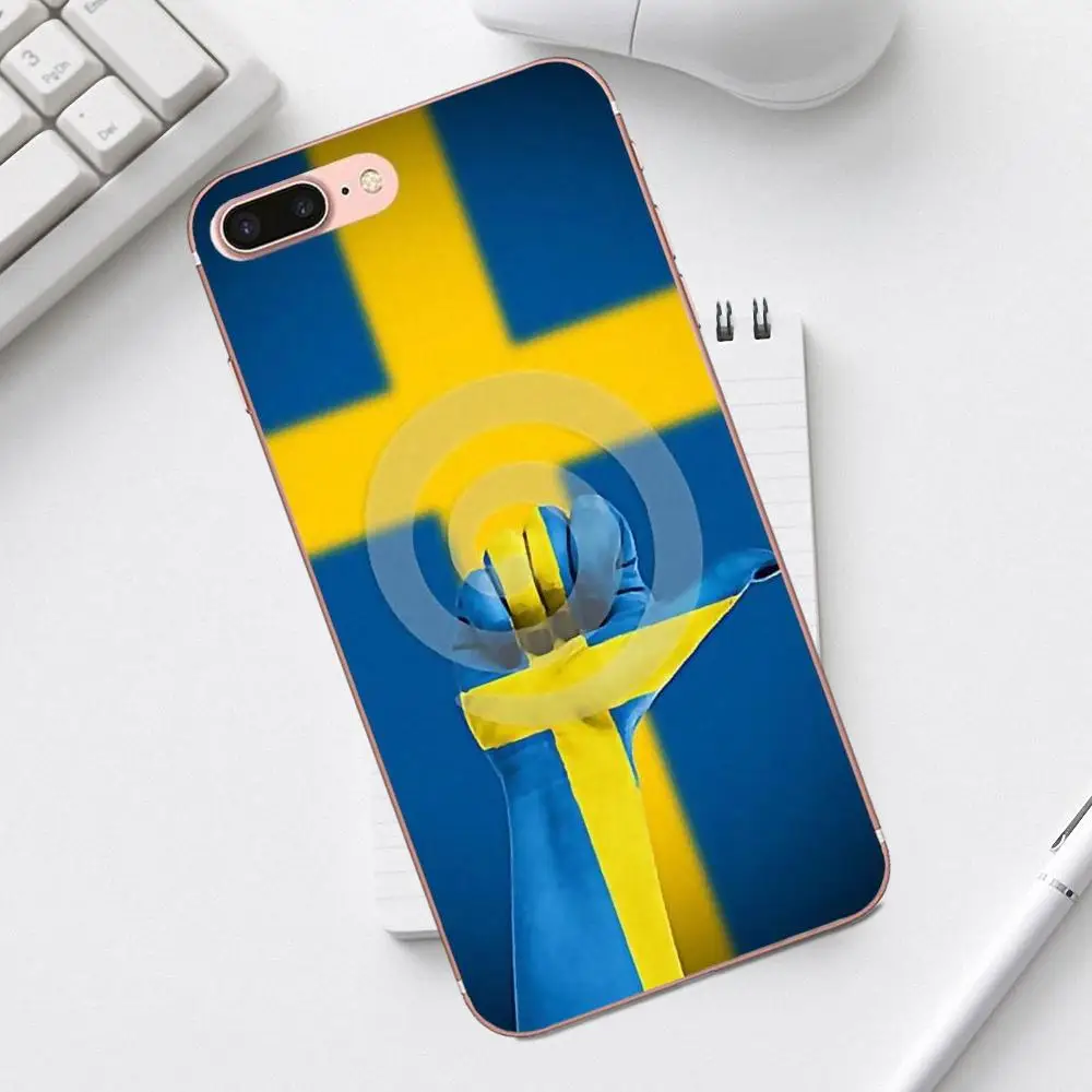 Qdowpz Тонкий силиконовый чехол Королевство Швеции Флаг для iPhone 4 4S 5 5C SE 6 6S 7 8 Plus X XS Max