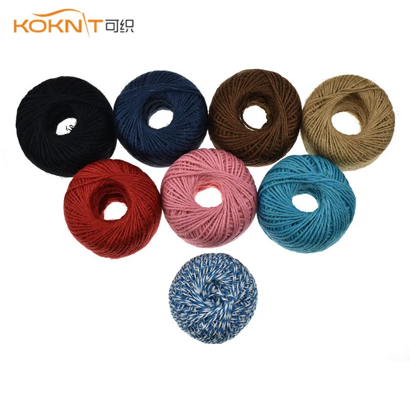 Цветной пеньковый шпагат KOKNIT 100 м/рулон джутовая веревка натуральный джутовый 2