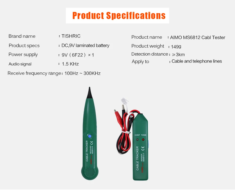 AIMO MS6812 телефонный провод Tracer UTP набор инструментов LAN Сетевой кабель тестер линия Finder с мешочком
