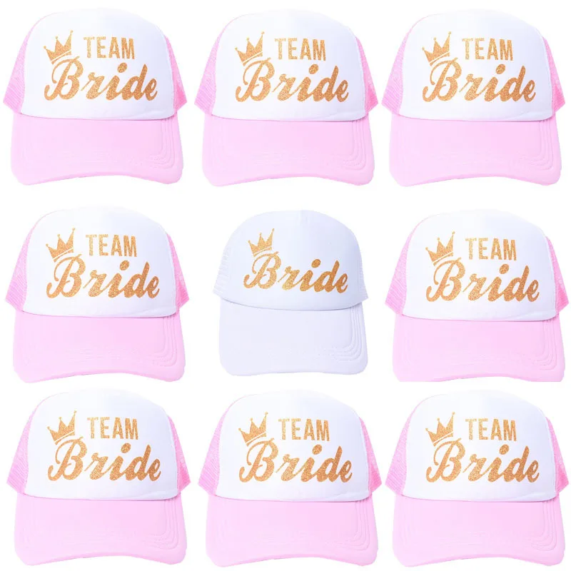 Розовые бейсболки для команды невесты кепки девичвечерние свадьбы душа сетчатые