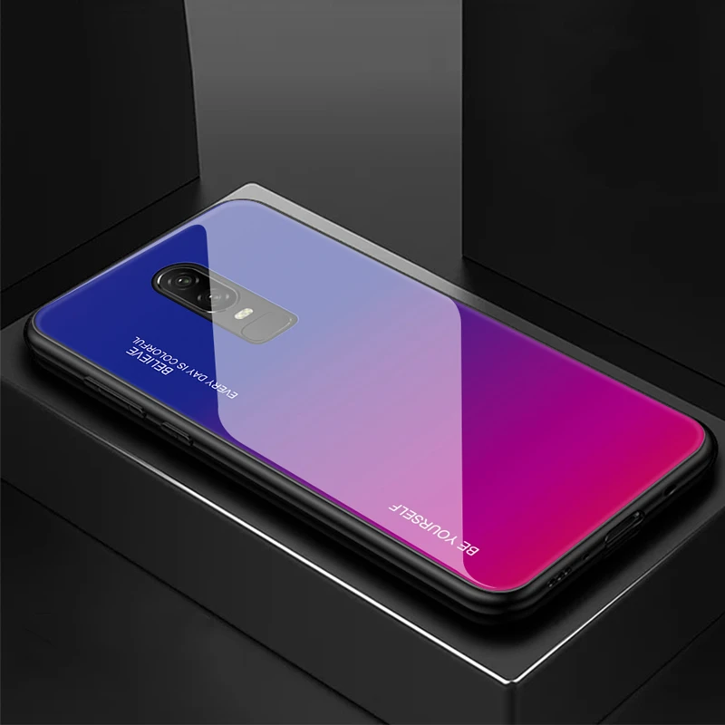 Защитный чехол для OnePlus 6 T 6, градиентный чехол из закаленного стекла one plus 1+ 6 1+ 6 T, чехол на заднюю панель для OnePlus 6 T 7T Pro, чехол для телефона - Цвет: 04