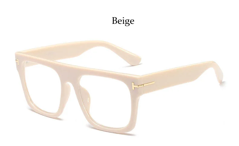 Beige Очки негабаритных женских очков, квадратные компьютерные большие очки, Мужская винтажная черная оправа для очков - Цвет оправы: Beige