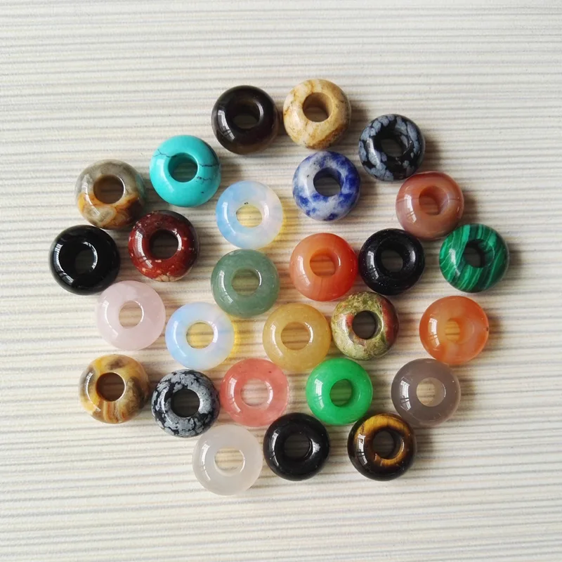 

wholesale Fashion natural mixed color round shape stone big hole bead For Bracelet 50pcs free shipping