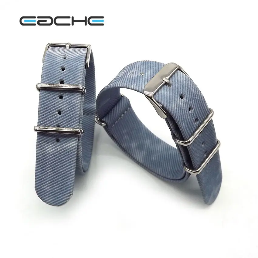 

EACHE Special Order 2pcs NATO Nylon Denim Plaid Watch Band Straps 20mm
