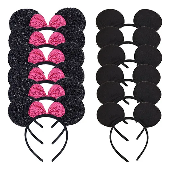 6 Sequin Rose 6Black 12 шт. Микки Минни уши блестки Смешанная повязка на голову сувениры для вечеринки ко дню рождения Детская повязка для волос(2Red 2 Rose 2 Black 3 Rose Sequin 3 Pink Sequin 3 Pink Sequin - Цвет: 6 Sequin Rose 6Black