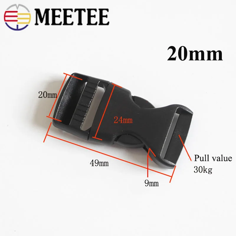 Meetee 40 шт. пластиковая пряжка 15/20 мм цветной зажим для крючка безопасный ошейник для рюкзака на открытом воздухе ремень аксессуары для багажа