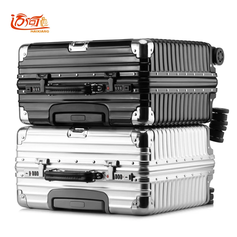 100% metal aluminum magnesium alloy maleta valise cabine busy board vintage suitcase luggage 16inch 18 inch retro spinner travel | Багаж и
