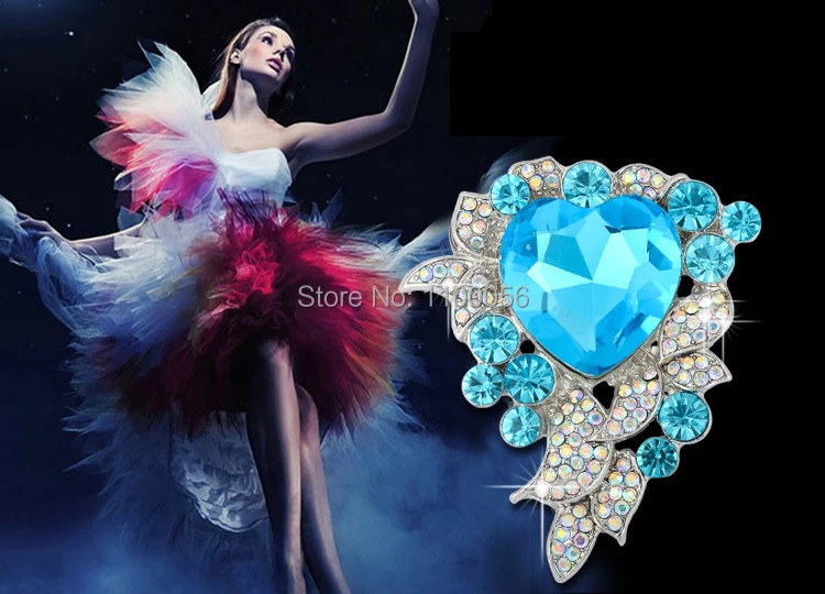 Модная детская брошь в виде сердца океана из горного хрусталя или на свадьбу