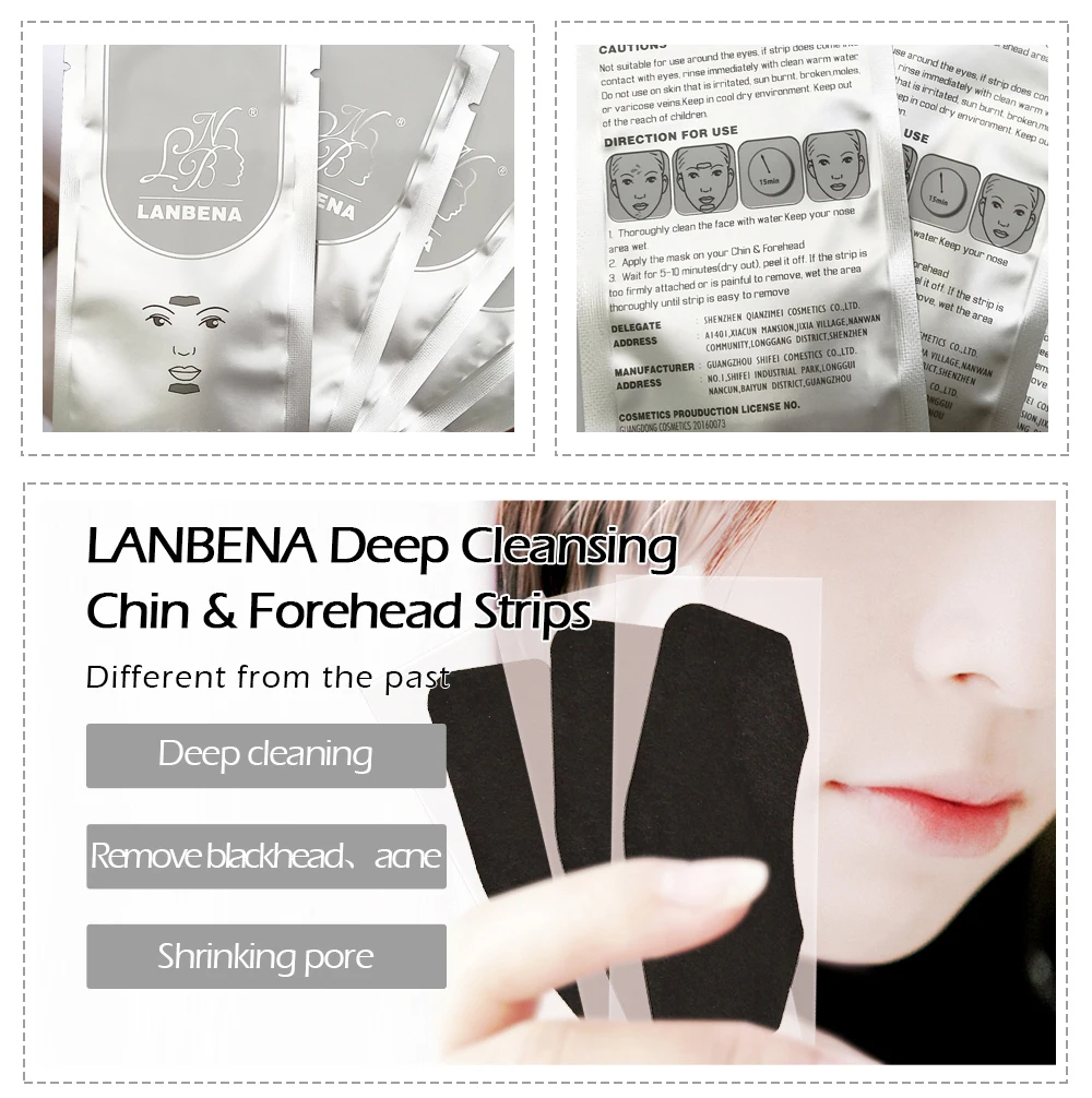 LANBENA, маска для удаления черных точек, Маска Для Носа+ подбородок, лоб, черная маска для головы, лечение акне, полоска пор, черная маска, пилинг, уход за кожей носа