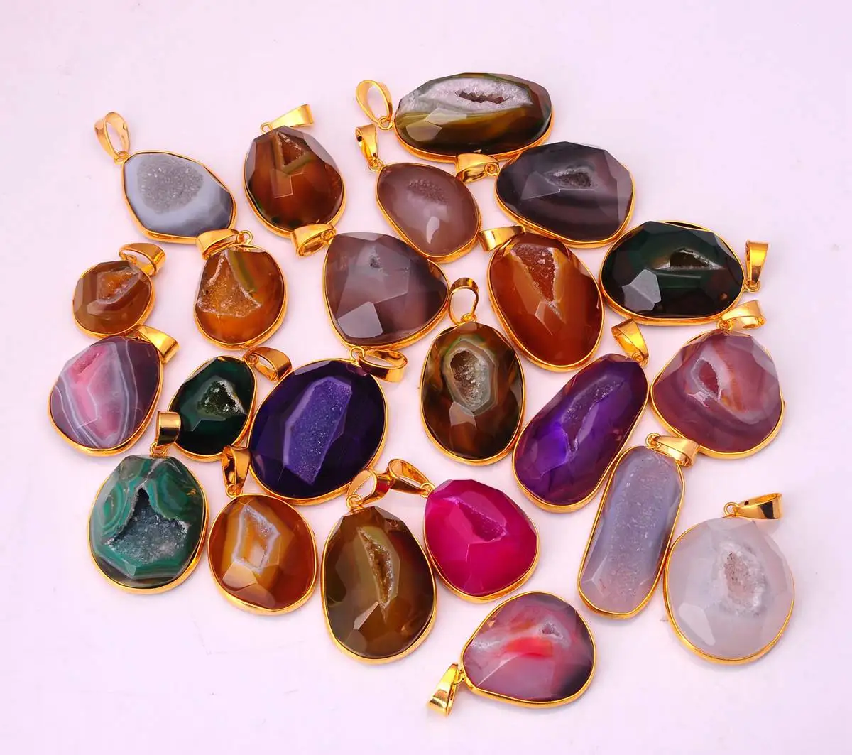 2019 Natural Stone Cave Crystal Pendant Plated Gold Gift For Women Girl Fashion Couple Rock Pendants | Украшения и аксессуары