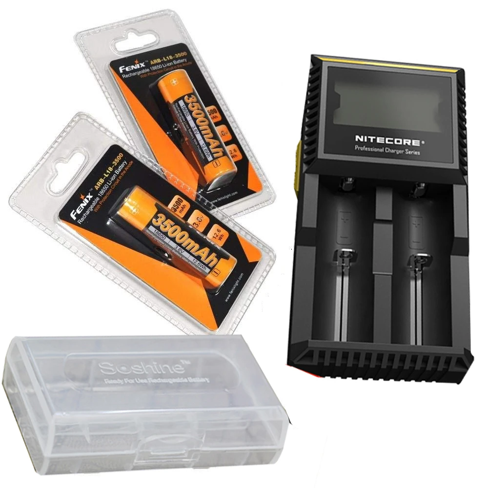 Комплект: NITECORE D2 Digicharger ЖК-дисплей Экран зарядное устройство + 2 шт Fenix ARB-L18-3500 18650