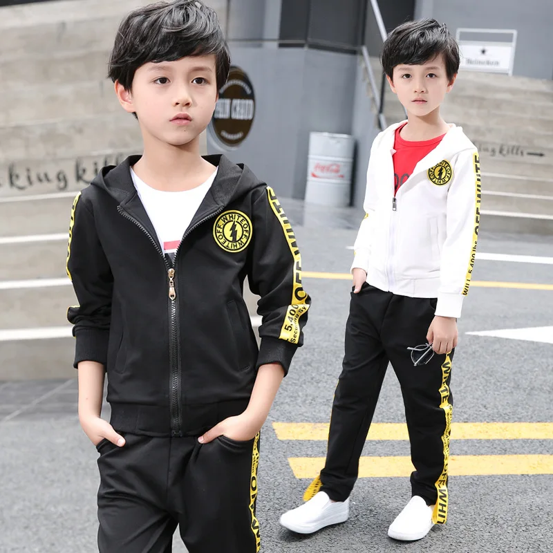 Spring Autumn Children Boy Clothes Sets Kids 2pcs long Sleeves T-Shirt Toddler Suits casual cotton baby girl Hooded sportswear |
