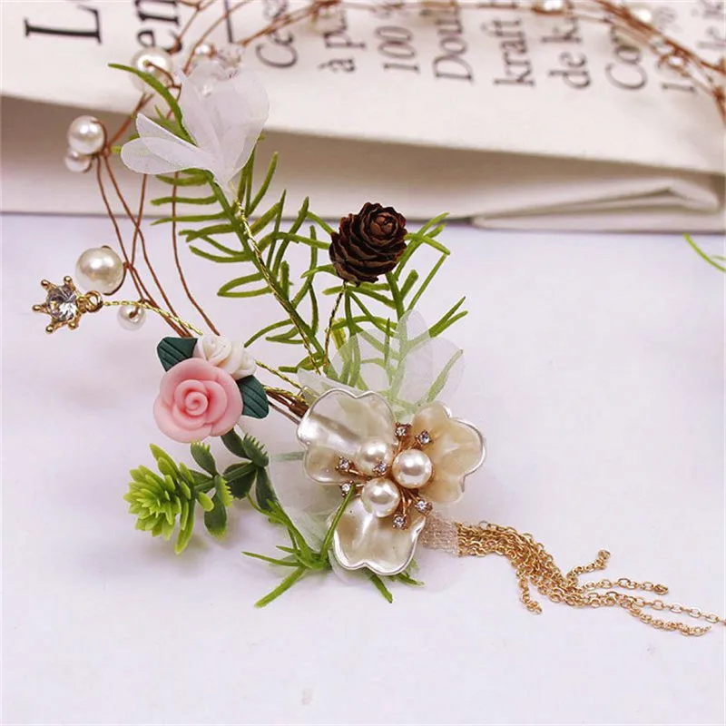 Повязка для волос ручной работы CC 100% повязка на голову корона жемчуг вечеринки