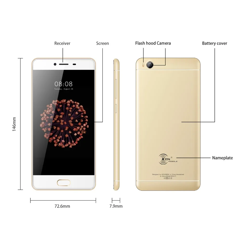 Оригинальный Kenxinda S8 ультра-тонкий отпечатков пальцев 4G 5 0 дюйма 2 GB + 16 смартфон