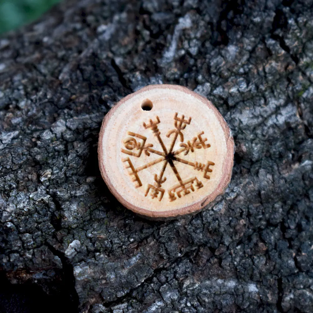 SanLan норвежский викинг Compass деревянная фотомифология Celtics Amulet|Цепочки| |