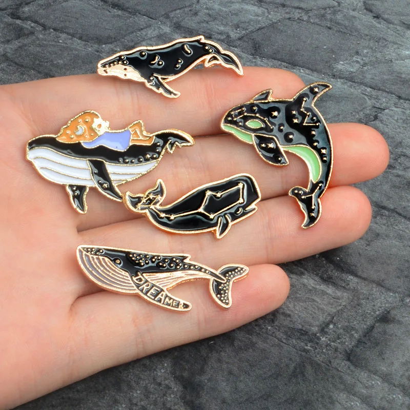 Булавки и Броши прекрасные дельфины КИТ сортировщик эмалированные значки на