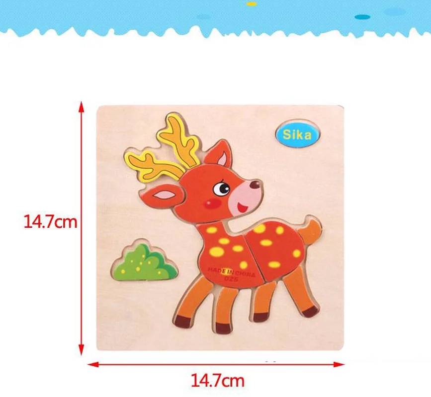 Wooden Baby 3D Puzzle Jigsaw Toys Cartoon Animals Puzzles Child Educational Toy for Children Montessori | Игрушки и хобби