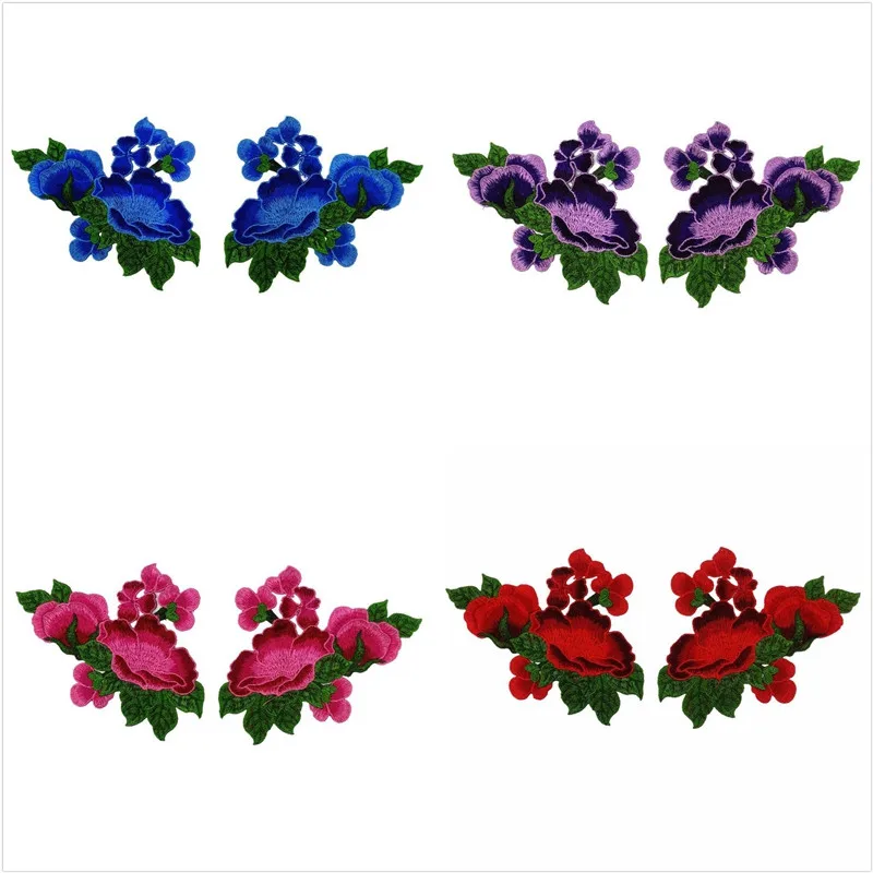 1 пара вышитые нашивки Цветы Свадебные кружева швейная ткань аппликация DIY