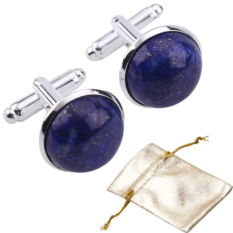 Запонки из серебра и металла с синим lapis lazuli 2 шт. мужские рубашки запонки для
