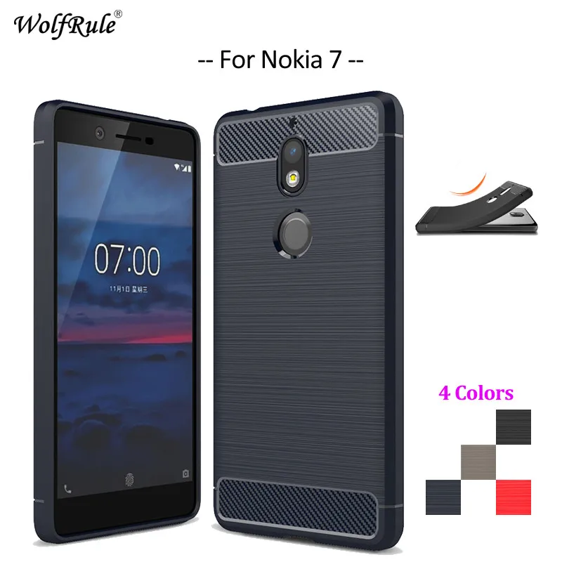 

WolfRule For Cover Nokia 7 Case Shockproof Soft TPU Brush Mobile Phone Case For Nokia 7 Cover For Nokia7 Case Coque 5.2''