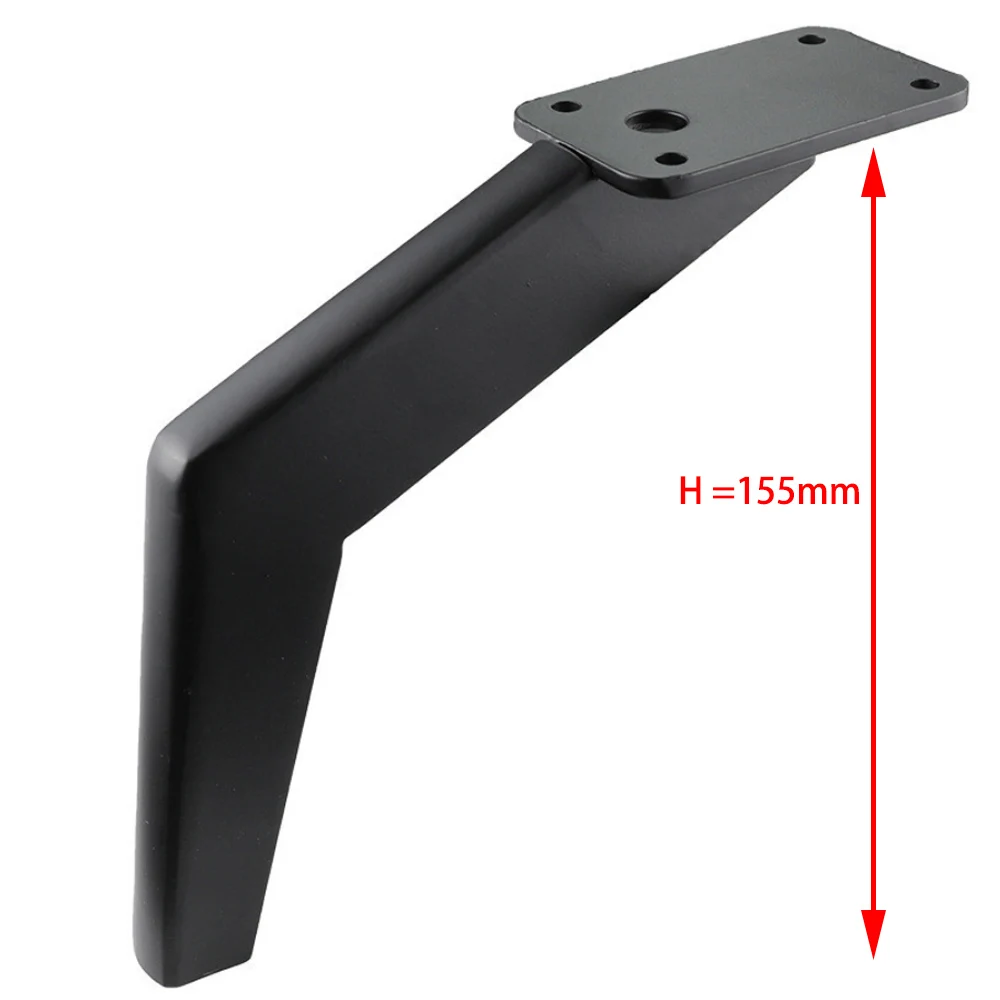 BK-Height 155mm Упаковка из 4 шт.) черный изгиб мебельные ножки квадратный железный шкаф стол диван кровать ноги стояк аксессуары H = 125 мм/155 мм - Цвет: BK-Height 155mm
