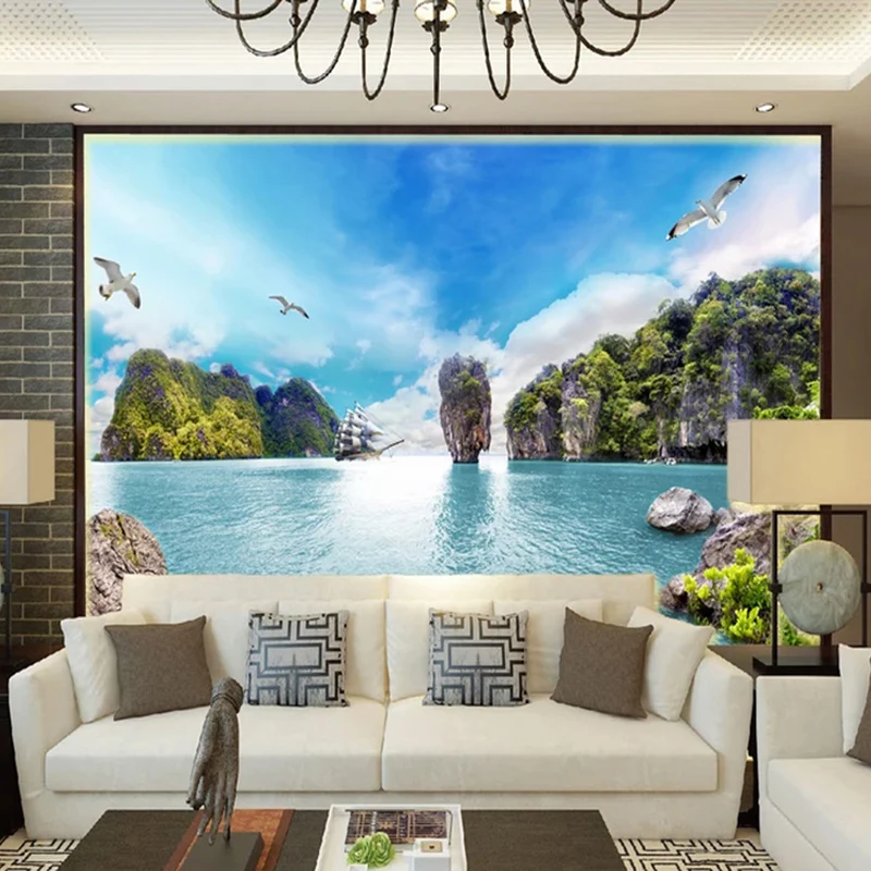 Фотообои 3D морской пейзаж Настенные обои для гостиной спальни домашний декор